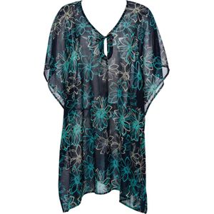 Dames Strandjurk in marine/turquoise bedrukt