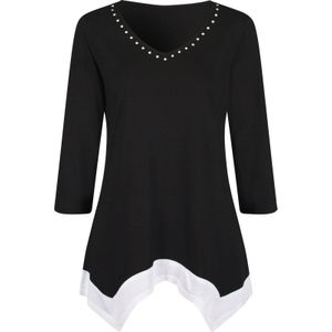Dames Lang shirt in zwart/wit