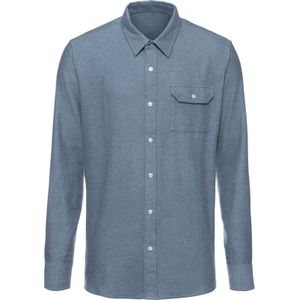 Overhemd - Blauw - 95% Katoen, 5% Scheerwol - Lange Mouwen, Knoopsluiting