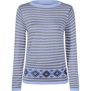 Dames Pullover met lange mouwen in ijsblauw/marine gedessineerd