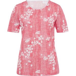 Dames Shirt met korte mouwen in kreeft/wit bedrukt