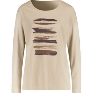 Dames Shirt met lange mouwen in zand/chocolade
