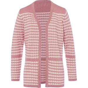 Dames Lang gebreid vest in oudroze/champagne gedessineerd