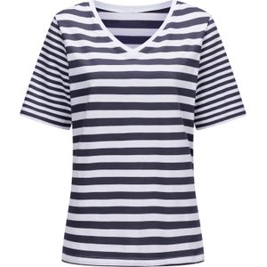 Dames Shirt met korte mouwen in marine/wit gestreept