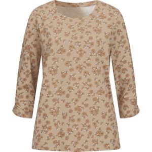 Dames Shirt met 3/4-mouw in beige/bruin geprint