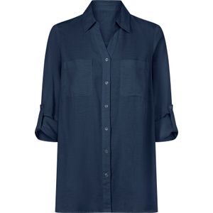 Dames Longline blouse in donkerblauw