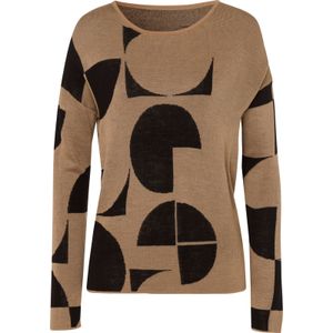 Gebreide Trui - Camel/Zwart Gedessineerd - 100% Polyacryl