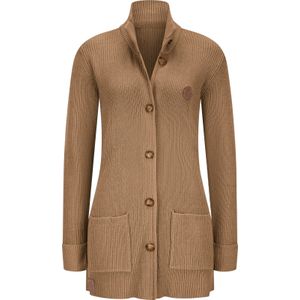 Dames Lang gebreid vest in camel