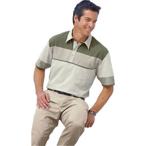 Heren Poloshirt met korte mouwen in beige/olijf
