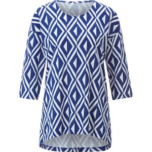 Classic Basics - Lang Shirt - Royalblauw/Ecru Gedessineerd - 100% Katoen