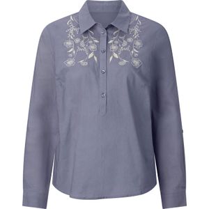 Dames Comfortabele blouse in duivenblauw/champagne gedessineerd