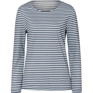 Dames Streepjesshirt in donkerblauw/ecru gestreept