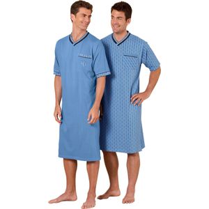 Heren Nachthemden met korte mouwen in blauw