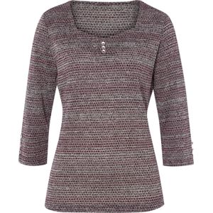 Longsleeve - Bordeaux/Ecru Gedessineerd - 84% Polyester, 14% Viscose, 2% Elastaan