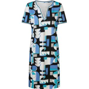 Dames Sweatjurk in turquoise/zwart bedrukt