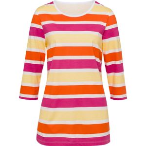 Dames Shirt met 3/4-mouw in ecru-fuchsia-gestreept