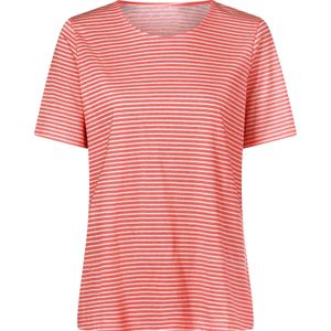 Dames Streepjesshirt in koraal-ecru-gestreept