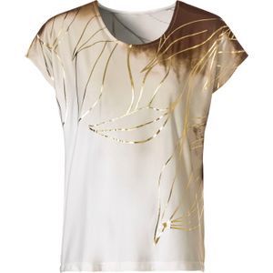 Dames Shirt met print in zand/goudkleur bedrukt