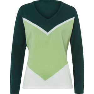 Dames Pullover met lange mouwen in petrol/ecru gedessineerd