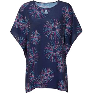 Blouse m. korte mouwen in bont geprint