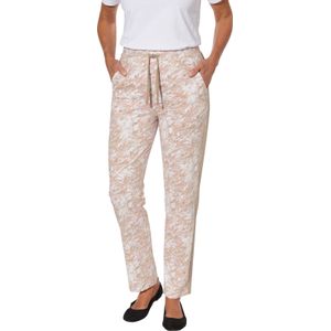 Dames Vrijetijdsbroek in sesam/apricot bedrukt