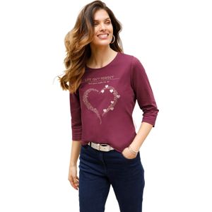 Dames Shirt met 3/4-mouw in bordeaux/beige