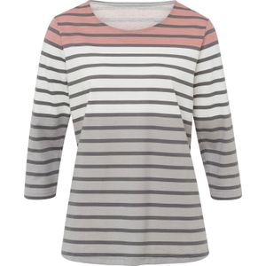 Dames Streepjesshirt in rozenhout/grijs gestreept