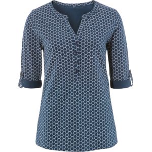Dames Shirt met 3/4-mouw in donkerblauw geprint