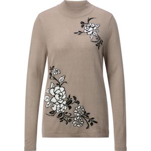 Dames Trui met opstaande kraag in sesam