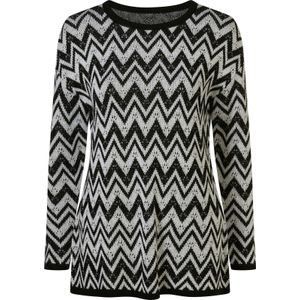 Dames Lange pullover in zwart/wit gedessineerd