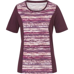 Dames Shirt met korte mouwen in bordeaux/malve bedrukt