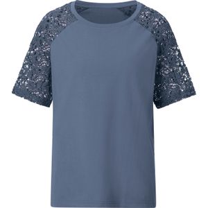 Dames Kanten shirt in rookblauw