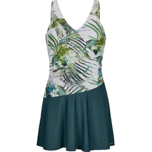 Dames Badpak in wit/petrol bedrukt