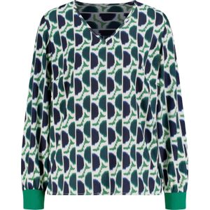 Dames Comfortabele blouse in smaragdgroen/marine/bedrukt