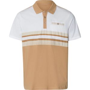 Heren poloshirt in wit/camel