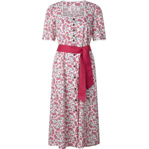 Dames jurk in klederdrachtstijl in wit/rood geprint