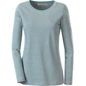 Dames Shirt met lange mouwen in winterturquoise/grijs gestreept