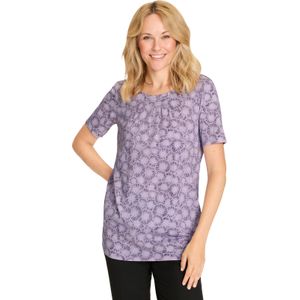 Dames Lang shirt in lila/vijg bedrukt