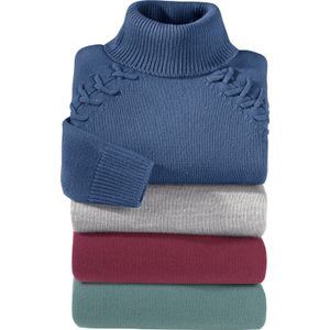 Dames Rolkraagtrui in jeansblauw