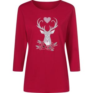 Dames Shirt met 3/4-mouw in rood/wit geprint