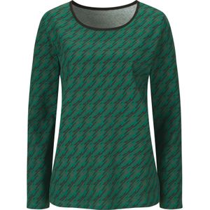 Dames Shirt met lange mouwen in groen/zwart geprint