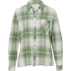 Dames Flanellen blouse in eucalyptus/ecru geruit