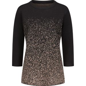 Classic Basics - Jacquardtrui - Zwart/taupe gedessineerd - 3/4-mouwen - Glitterdetails