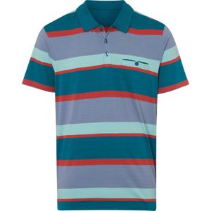 Poloshirt - Topaas/Mint Gestreept - 100% Katoen - Knoopsluiting