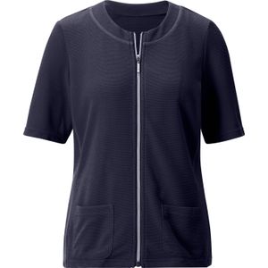 Dames - Shirtjasje - Marine - Ronde Hals - Zilverkleurige Ritssluiting