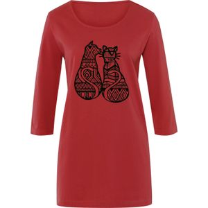 Dames Lang shirt in kers/zwart
