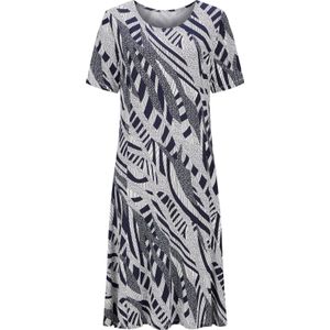 Jerseyjurk - Marine/Ecru Gedessineerd - 95% Viscose, 5% Elastaan - Korte Mouwen