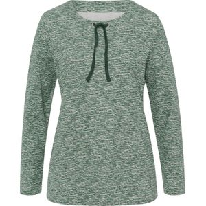 Dames Shirt met lange mouwen in mos/ecru bedrukt