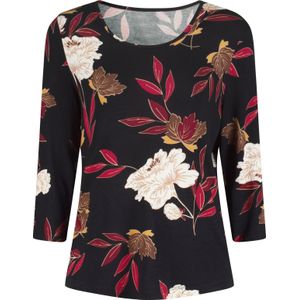 Dames Shirt met print in donkerrood/oker bedrukt