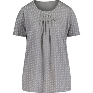 Dames shirt met korte mouwen in steengrijs gedessineerd